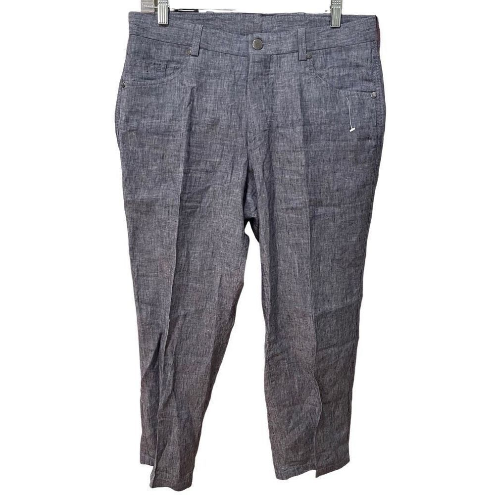 Riviera Red Pants Mens 31R Italian Linen Chambray Flat Front Unstructured
